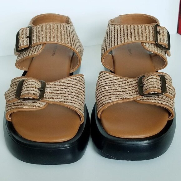 NWOT Free People Mandi Weave Chunky Y2K Sandals in Natural Brown Sz. 10 - Picture 6 of 14